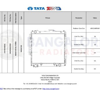 RADIATOR FOR 4DL/TM4SP/TMCC/RHD (4X2, 4X4) BS2 RADIATOR 4DL TURBO 254750100256