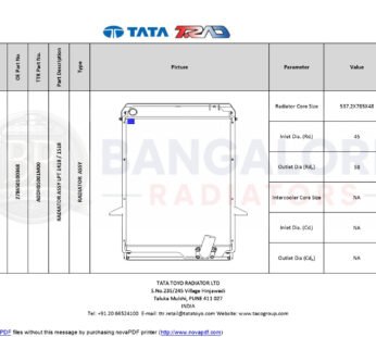RADIATOR FOR LPK 1618,LPT 1518/ 1918 -All Tilt Cab TC / LPT 3118 RADIATOR ASSY LPT 1418 / 1518 278650100368