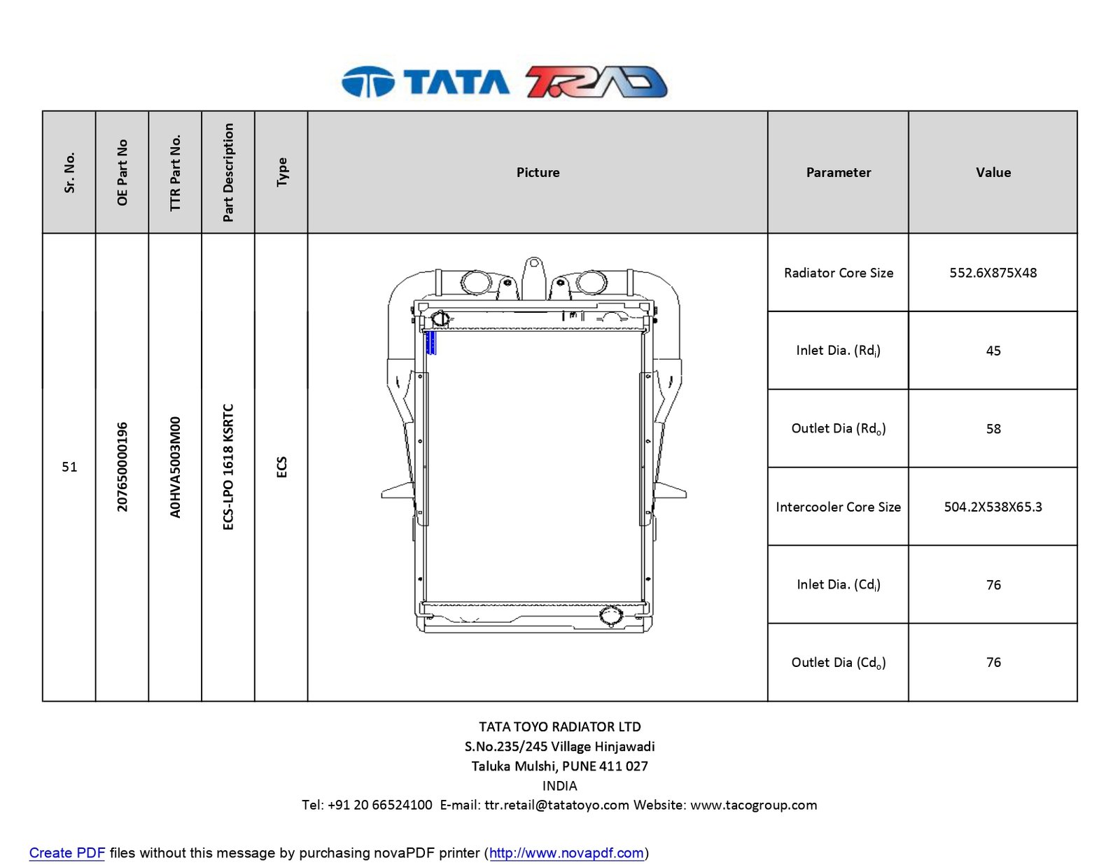 ENGINE COOLING SYSTEM BUS-LPO 1618 KSRTC ECS-LPO 1618 KSRTC- 207650000196 207650000196
