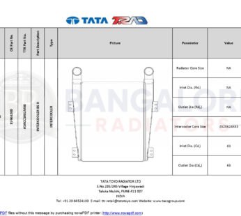 INTERCOOLER FOR 6DTI GOODS – 2514H/ CG1613/ CT1613/ SPL GOODS/ 2214/ 3014H INTERCOOLER – 2516 HINO E I – X7463200 X7463200