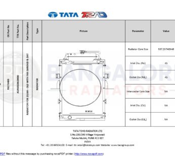 ENGINE COOLING SYSTEM 6DTI- 2516/3014H/ 3516H/4018H/ CG1616/ 2516H ECS – 2516 HINO VRL (W/O IC) – F8273400 F8273400
