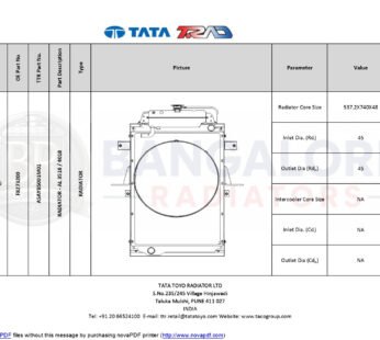 RADIATOR FOR  6DTI GOODS- 3518H/4018H RADIATOR – AL 3518 / 4018 Only Radiator (P2641539)