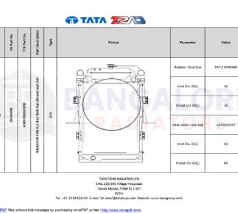 ENGINE COOLING SYSTEM 2516/ 3516/ 3014 E2/ 412 BS2 ECS – AL 412 TCAC BS2 W/O IC – F8334200 F8334200