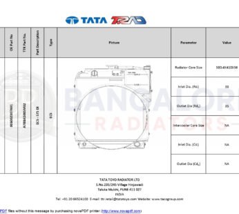 RADIATOR FOR Mahindra 575 DI ECS – 575 DI 006002307A91