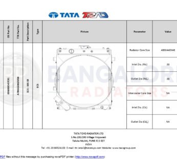 RADIATOR FOR  Mahindra 605 DI ECS – 605 DI Tractor Mahindra 006003547C91