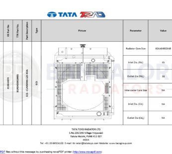 ENGINE COOLING SYSTEM 100/125 KVA ECS – CUMMINS 125 KVA – 0130-8374 0130-8374
