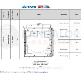 ENGINE COOLING SYSTEM 180 KVA ECS – 180 KVA – 3814840 3814840